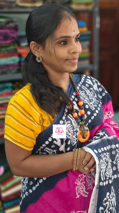 Mul Mul cotton saree Rose 