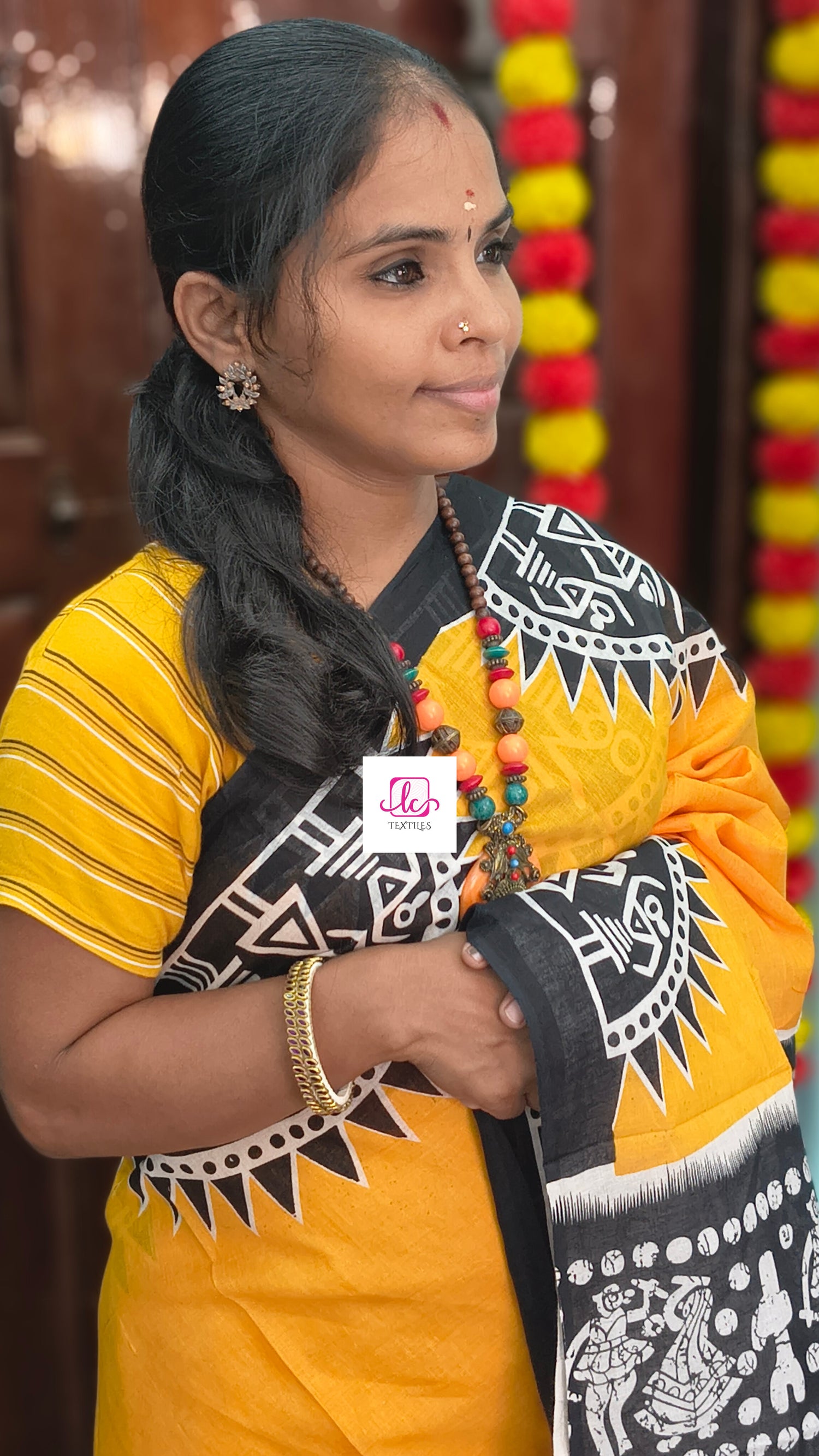 Mul Mul cotton saree Yellow