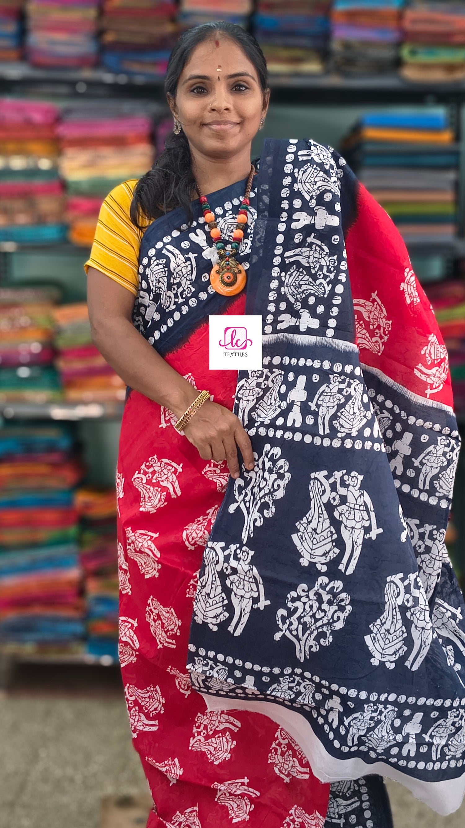 Mul Mul cotton saree Red