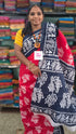 Mul Mul cotton saree Red