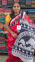 Mul Mul cotton saree Red