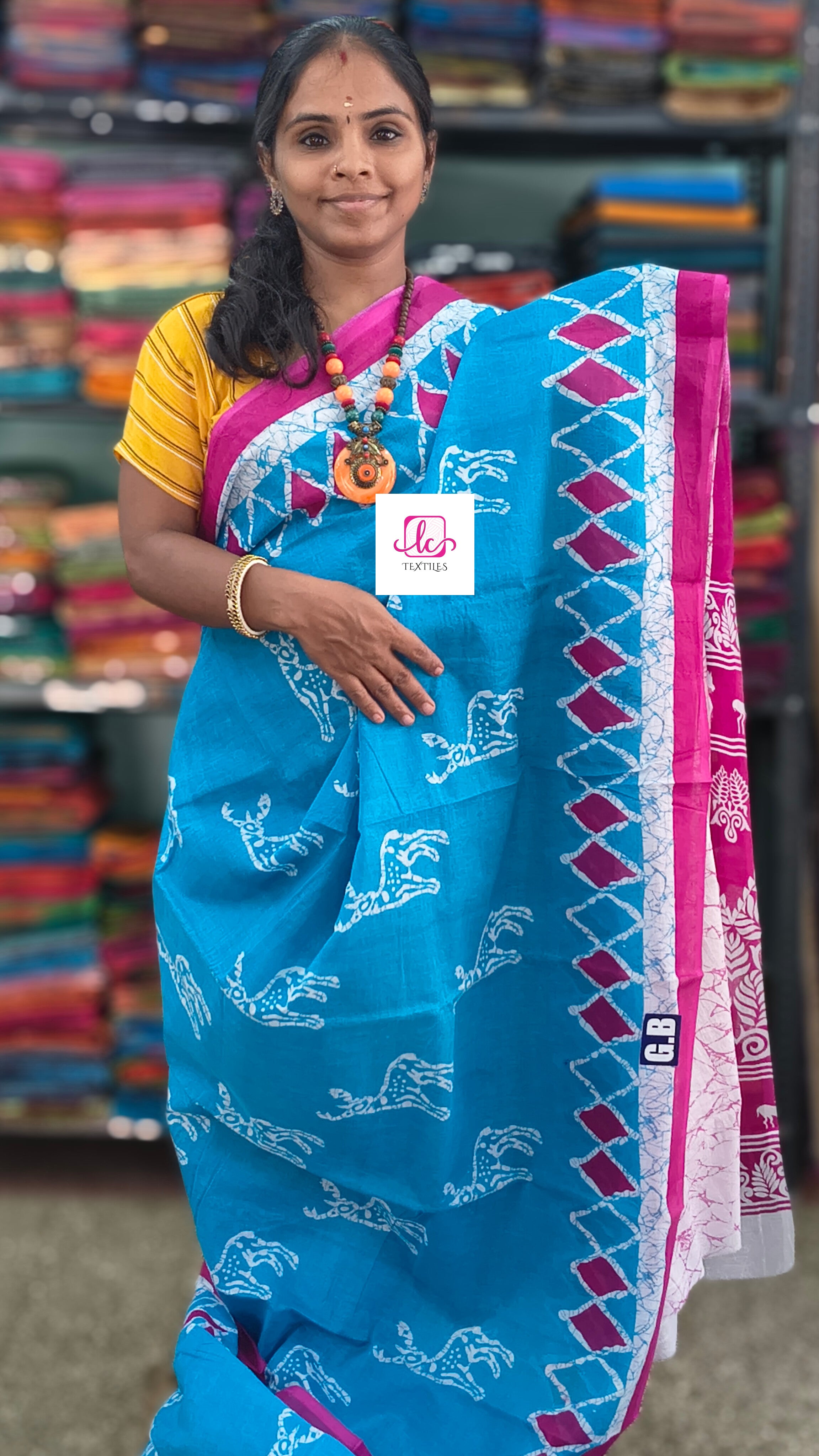 Mul Mul cotton saree Turquoise Blue