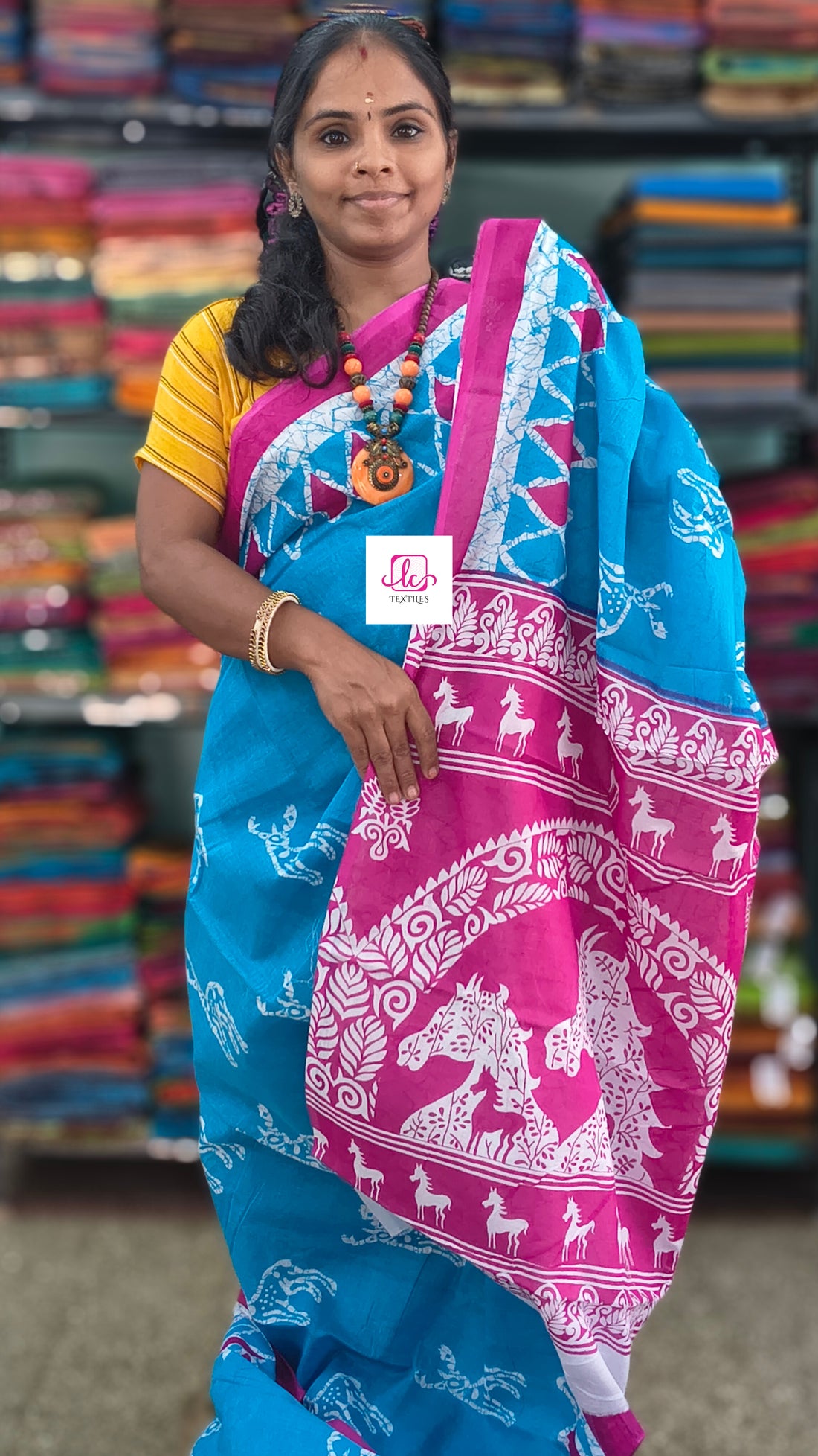 Mul Mul cotton saree Turquoise Blue