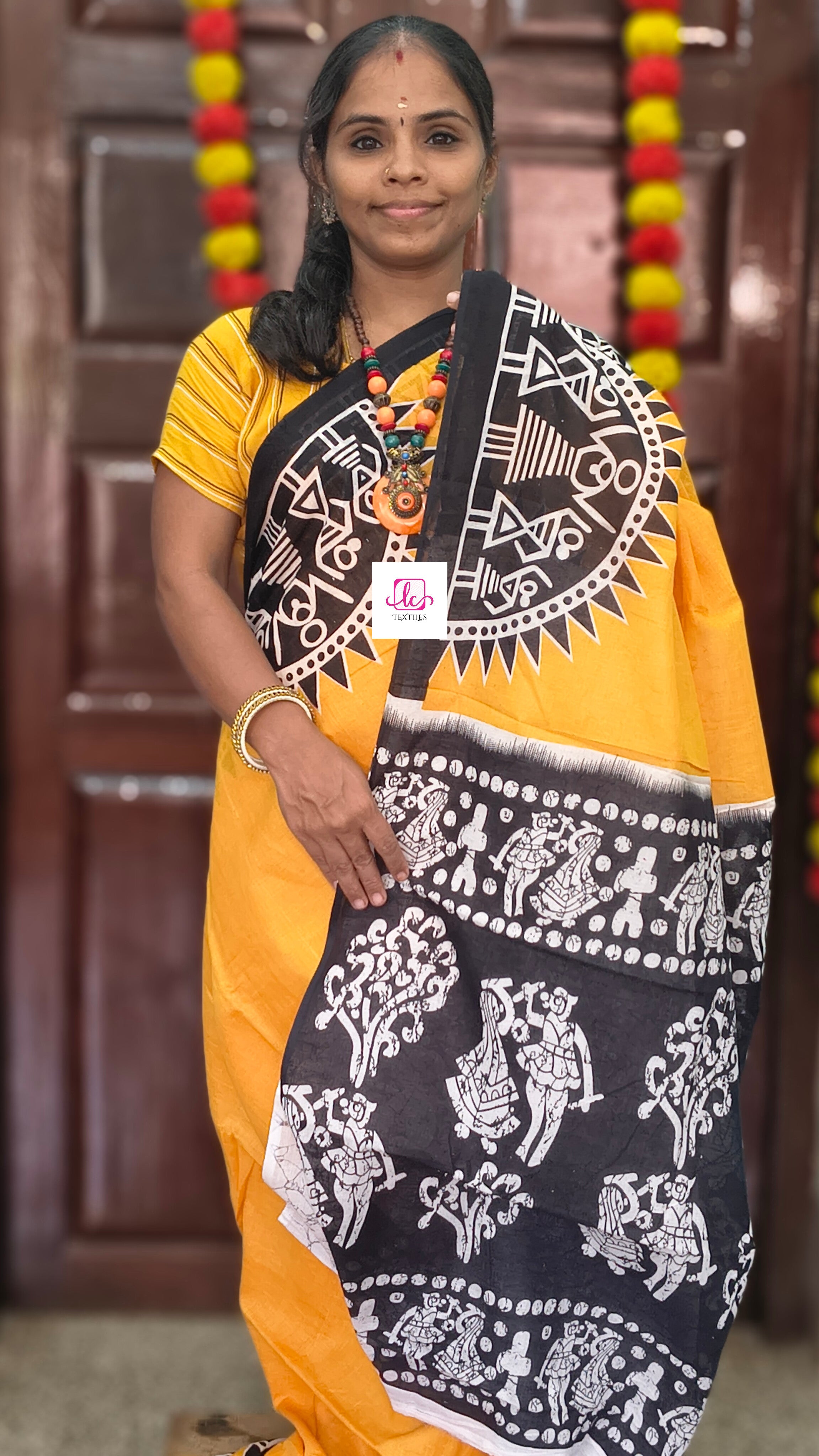 Mul Mul cotton saree Yellow