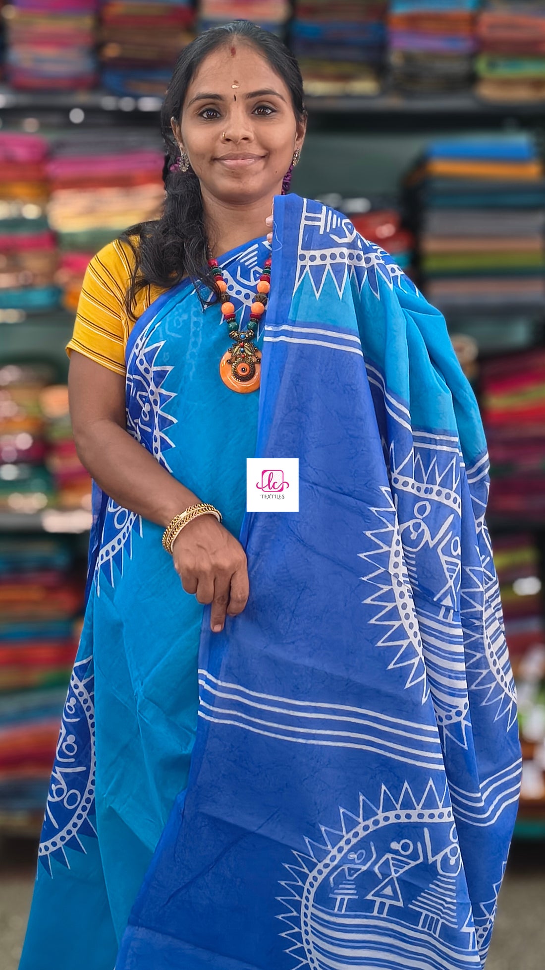 Mul Mul cotton saree sky blue