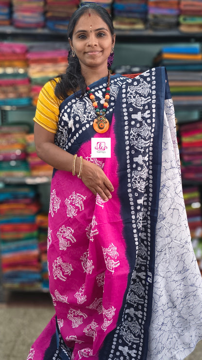 Mul Mul cotton saree Rose 