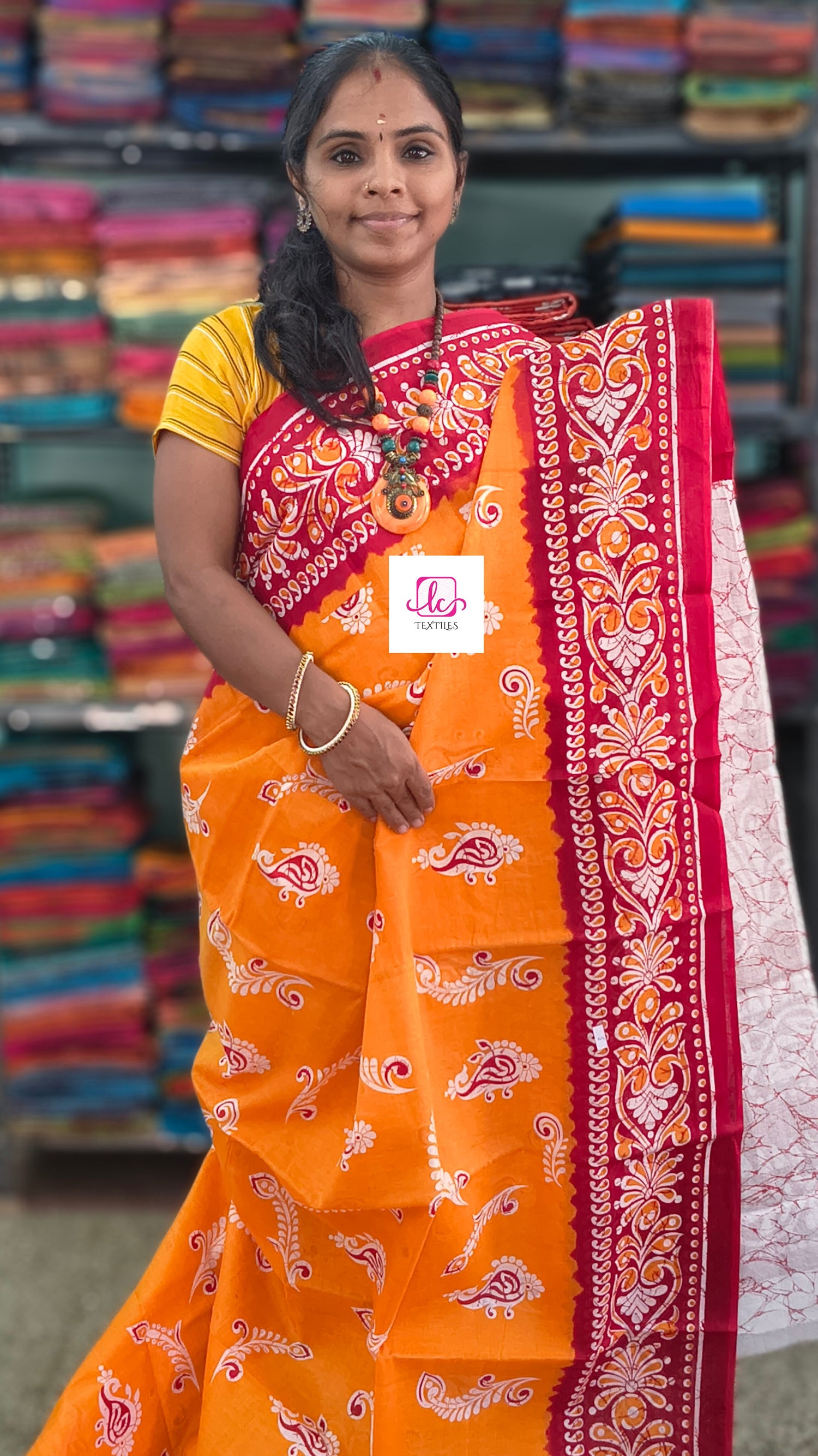 Mul Mul cotton saree Yellow