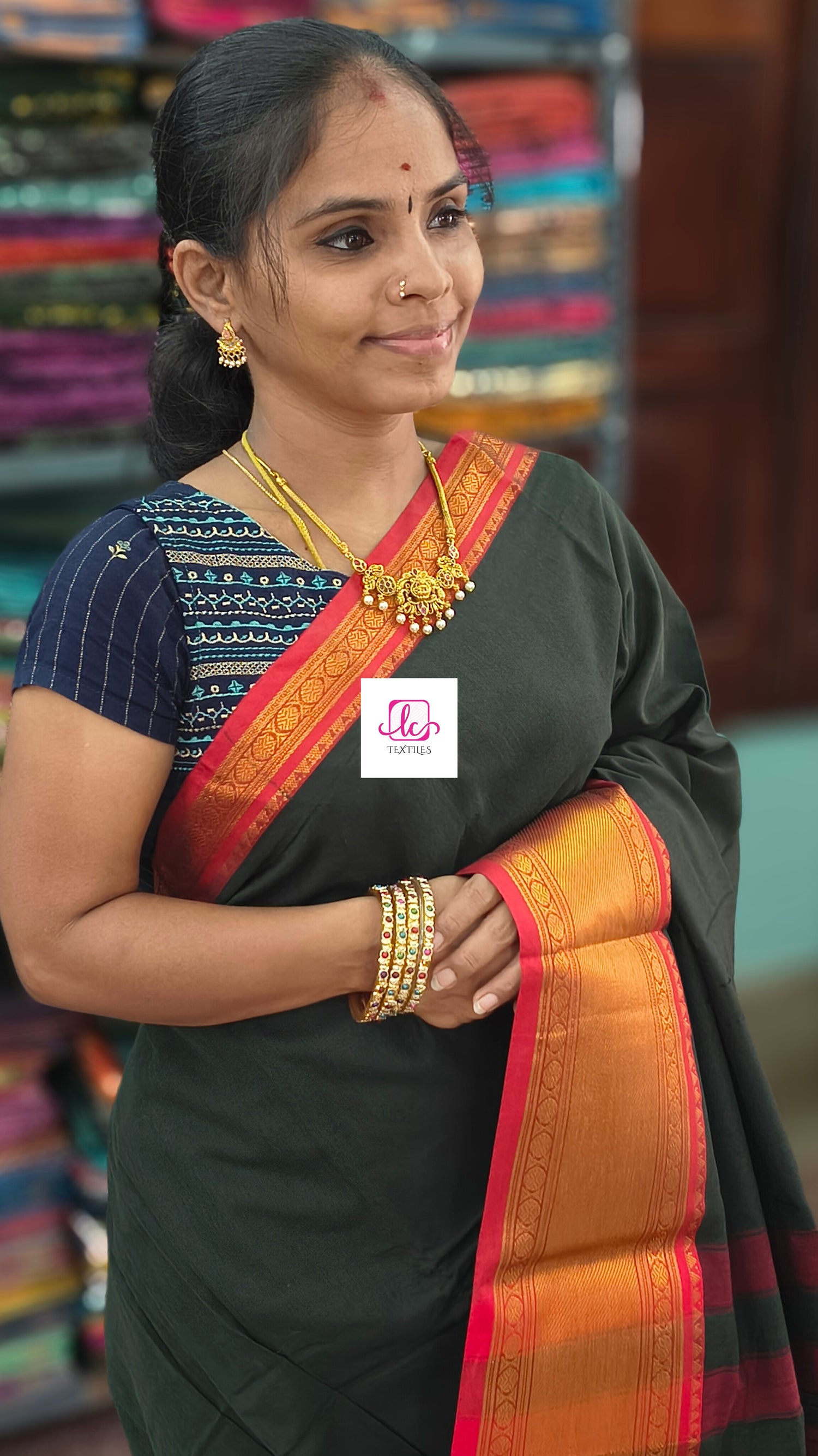 Narayanapet cotton Plain Dark green 