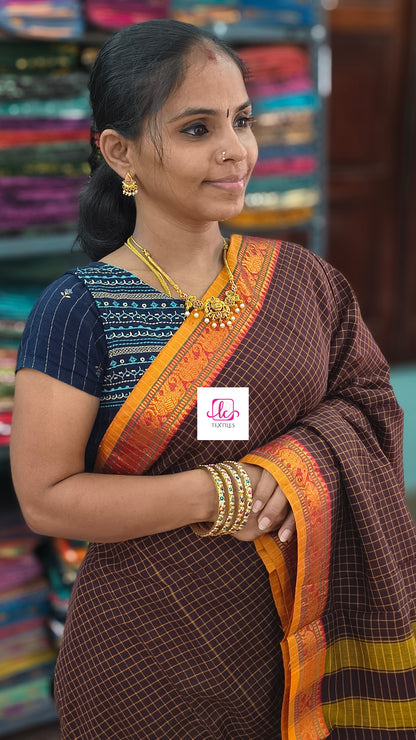 Narayanapet cotton checks Brown 