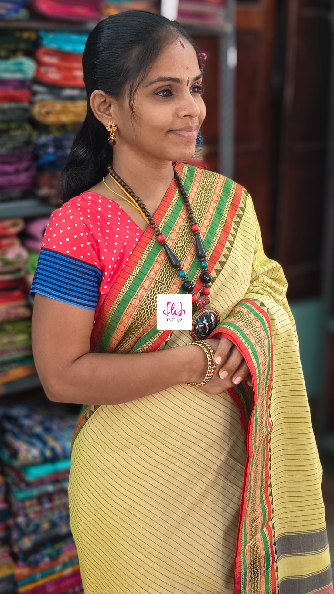 Narayanapet cotton stripes Pastel yellow