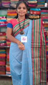 Narayanapet cotton stripes Pastal blue 