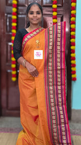 Narayanapet cotton Plain Rich mango orange