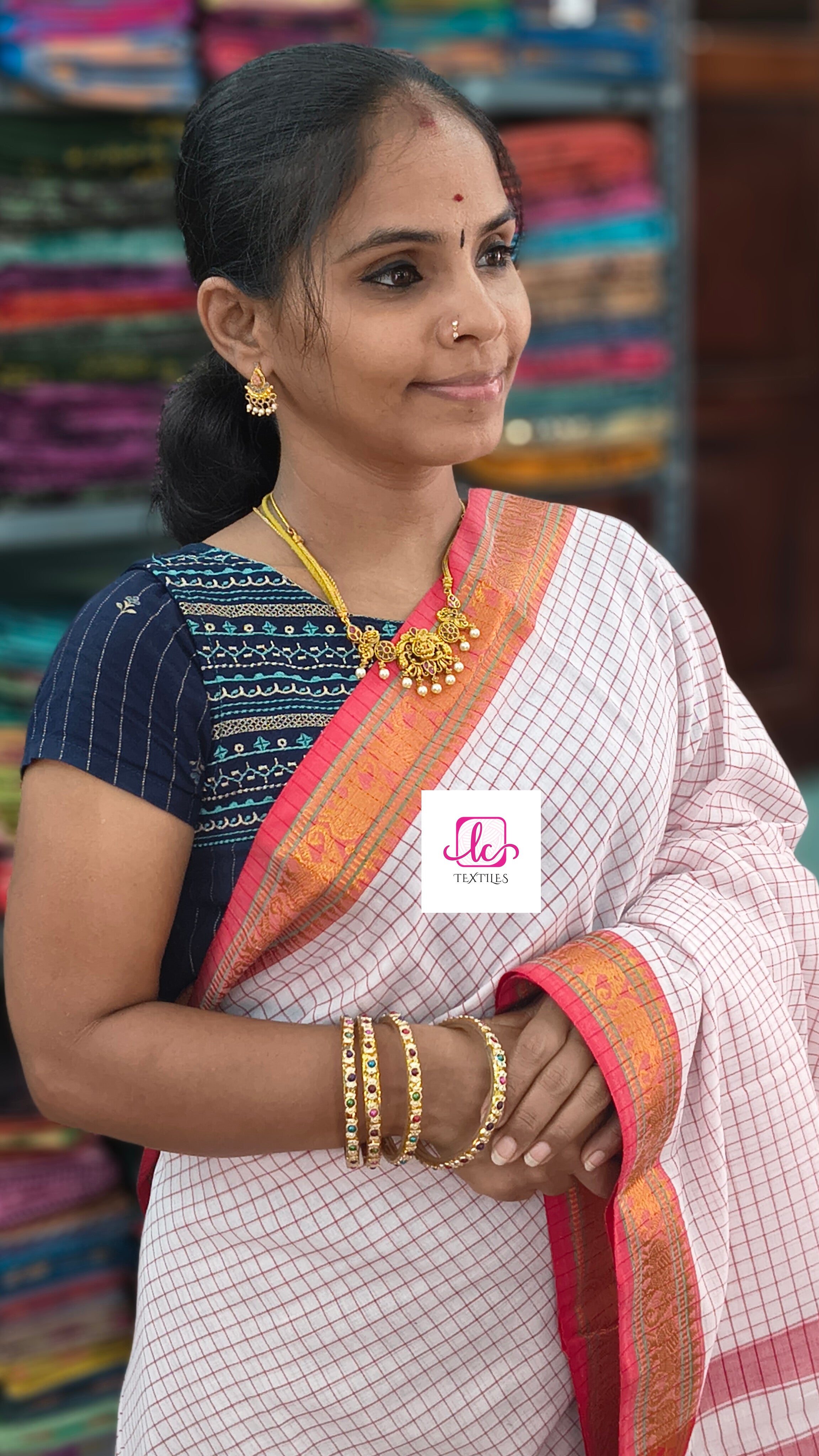 Narayanapet cotton checks White 
