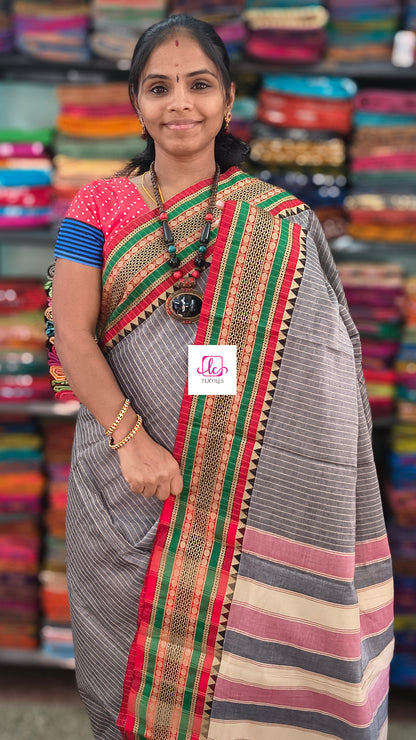 Narayanapet cotton stripes Grey