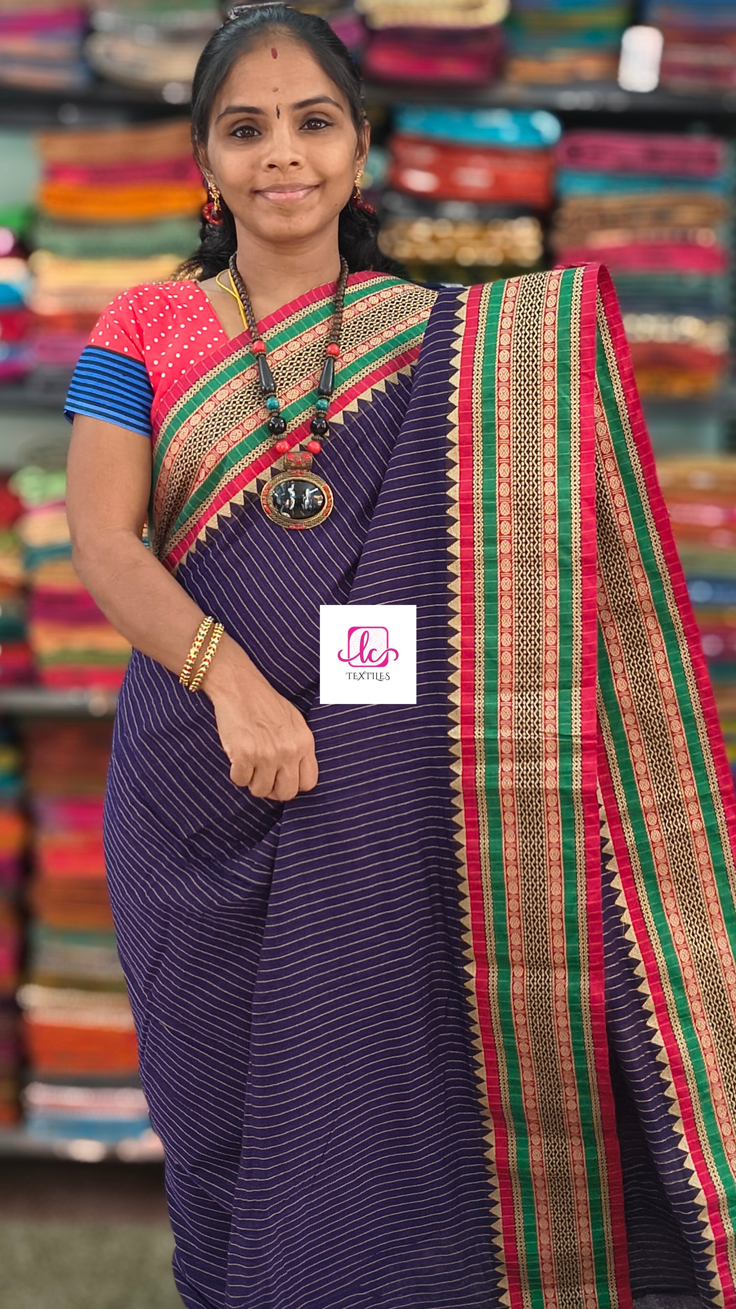 Narayanapet cotton stripes violet 