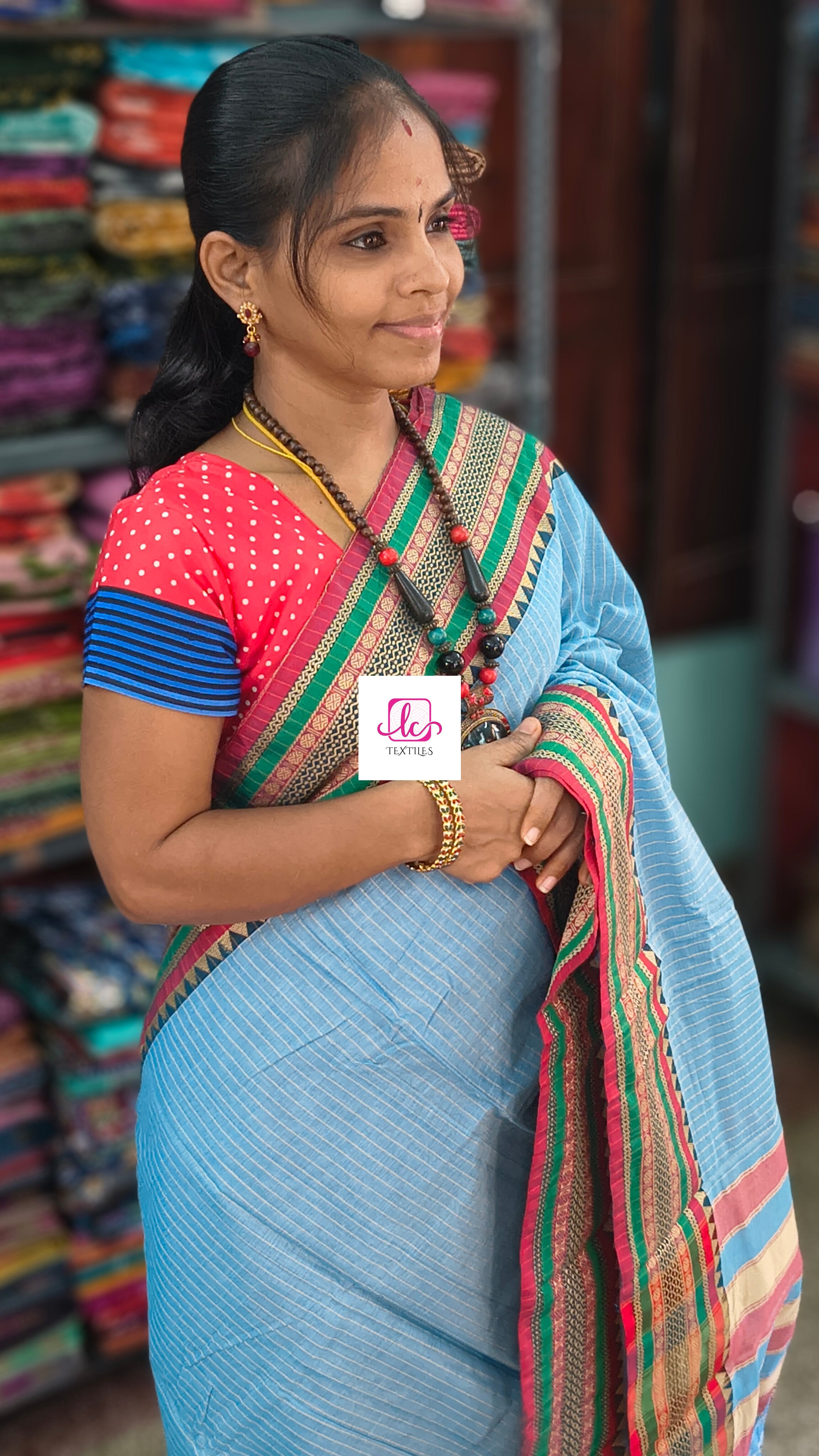 Narayanapet cotton stripes Pastal blue 