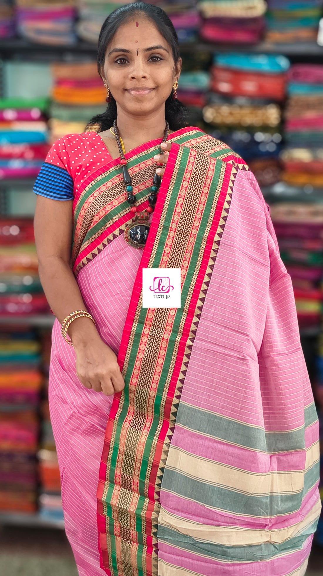 Narayanapet cotton stripes Pastal pink 