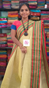 Narayanapet cotton stripes Pastel yellow 