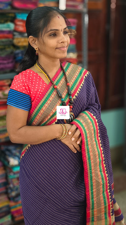 Narayanapet cotton stripes violet