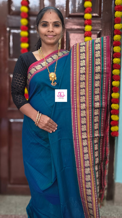 Narayanapet cotton Plain Peacock blue