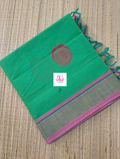 Negamam Cotton Saree parrot green