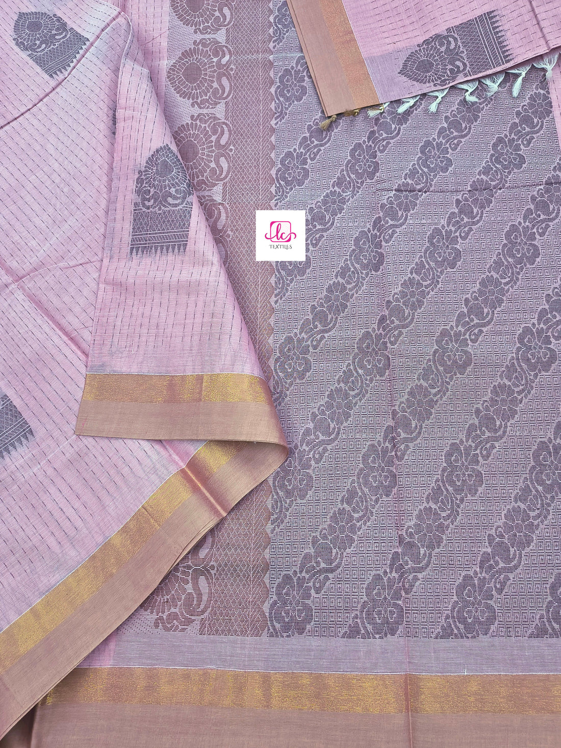 Negamam Cotton Saree Baby pink
