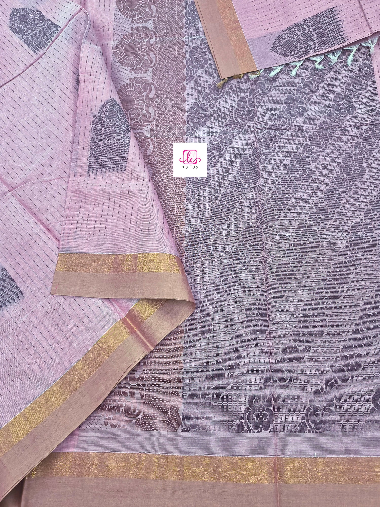 Negamam Cotton Saree Baby pink