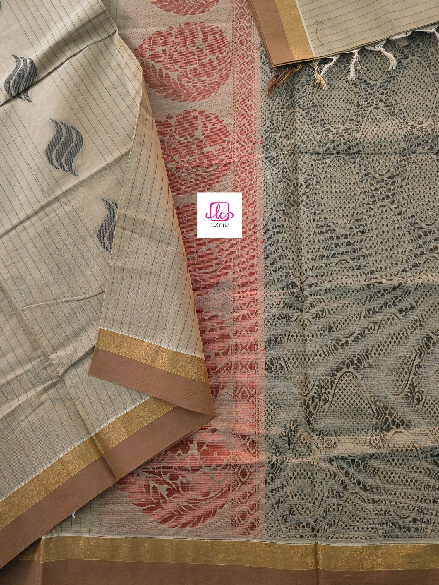 Negamam Cotton Saree Khaki beige