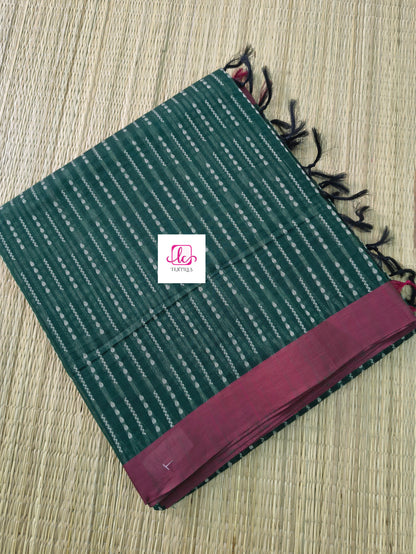 Negamam Cotton Saree Dark green
