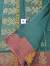 Negamam Cotton Saree Peacock teal blue