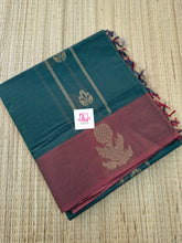 Negamam Cotton Saree Peacock teal blue