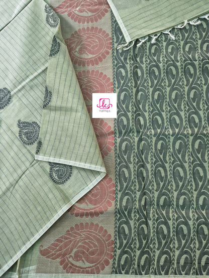 Negamam Cotton Saree Sage green