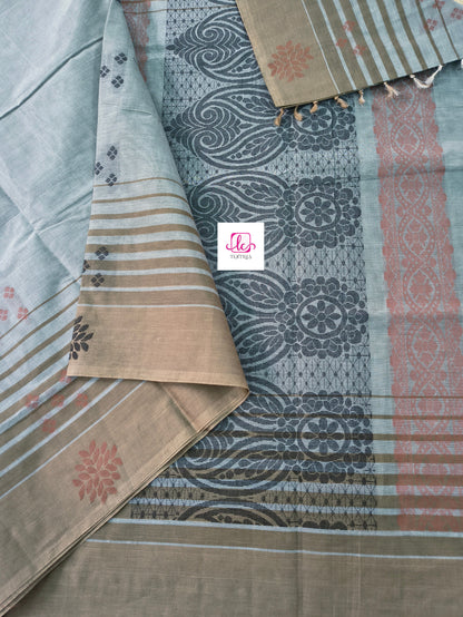 Negamam Cotton Saree Green mixed grey