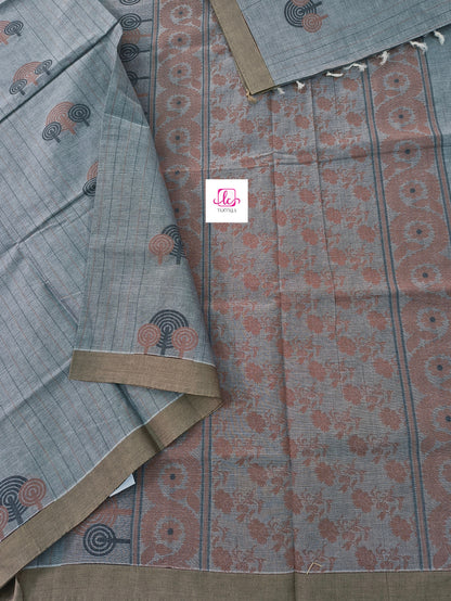 Negamam Cotton Saree Grey