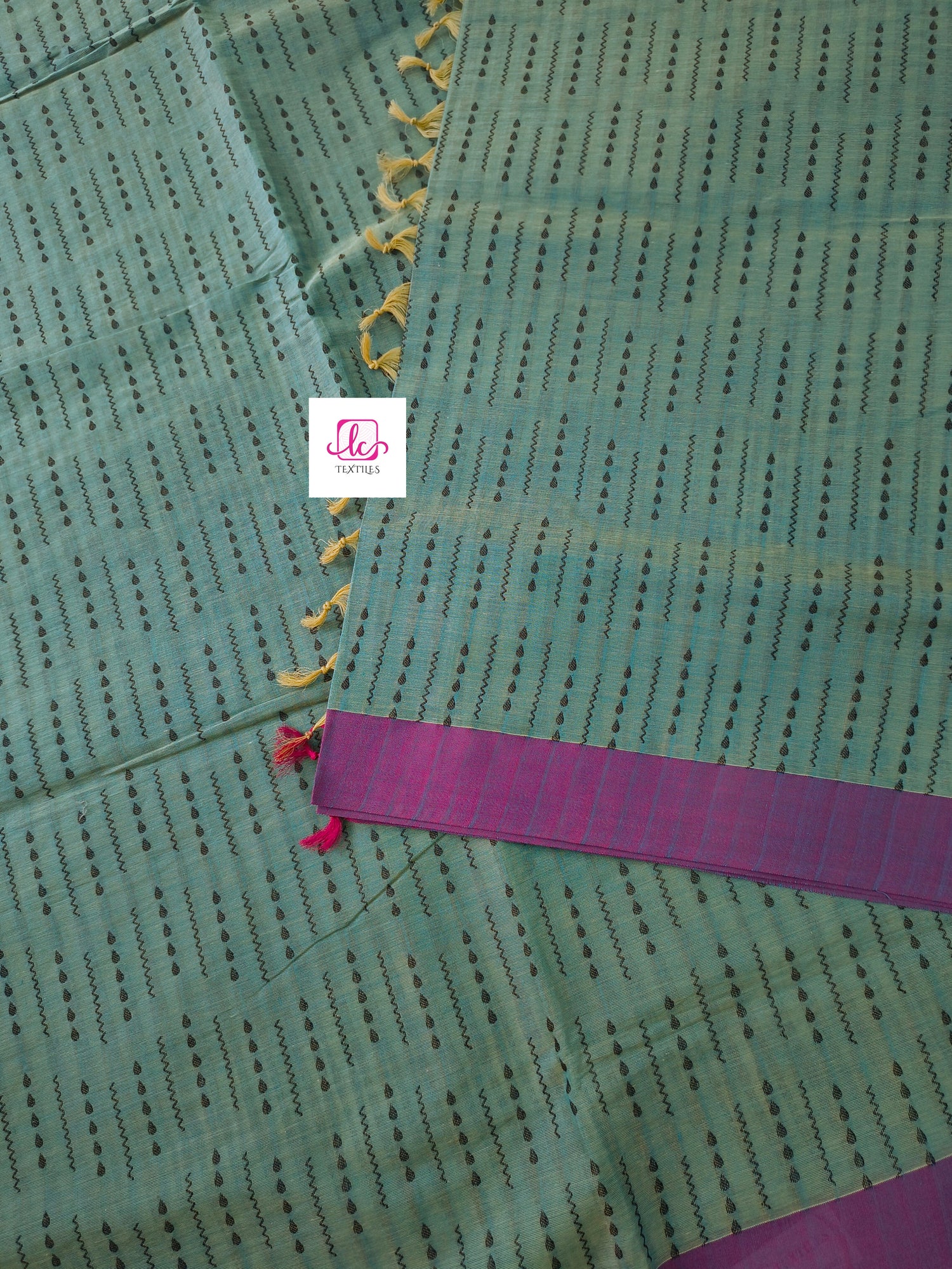 Negamam Cotton Saree Mustard yellow mixed blue dual tone
