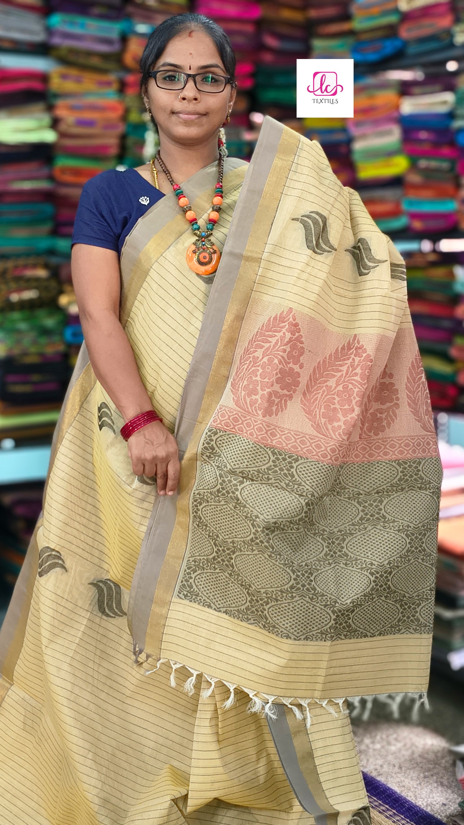Negamam Cotton Saree -Cream