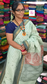 Negamam Cotton Saree Pista green