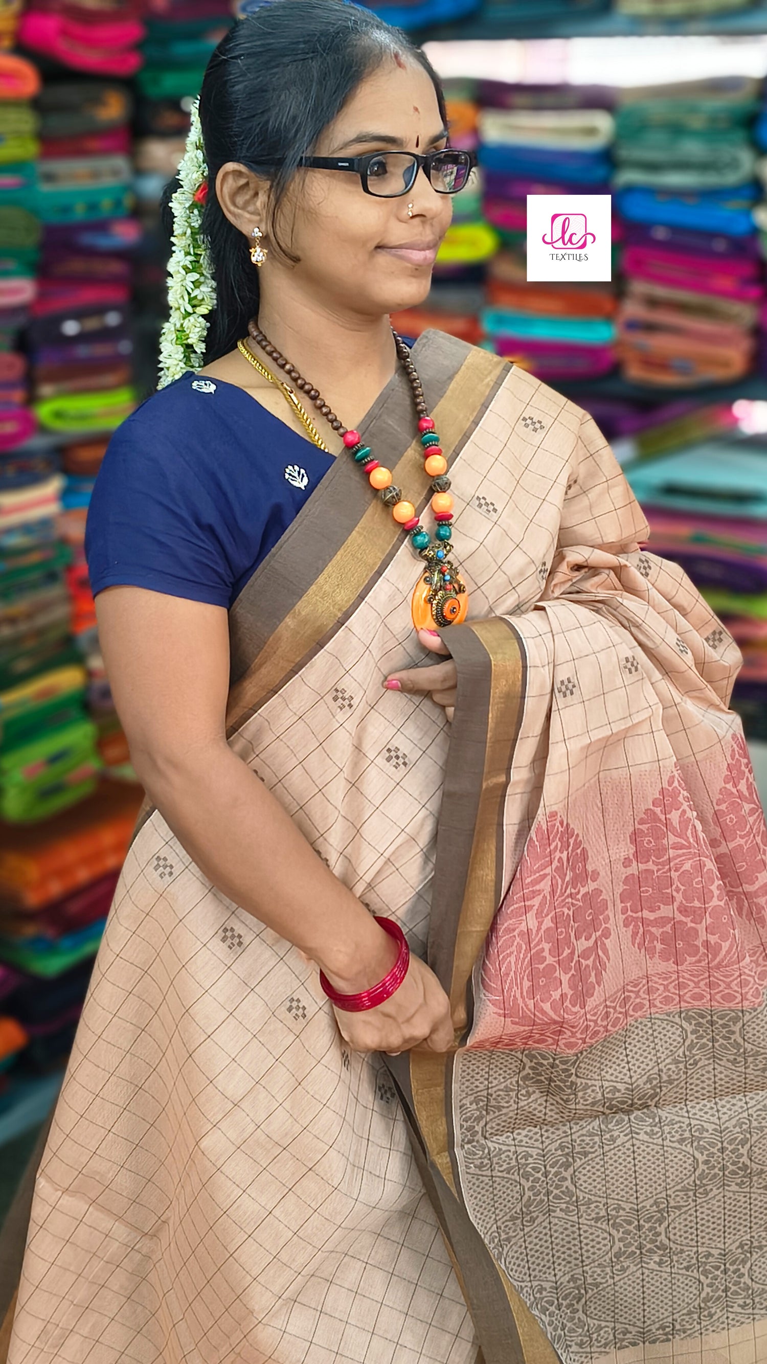 Negamam Cotton Saree Tussar mixed orange