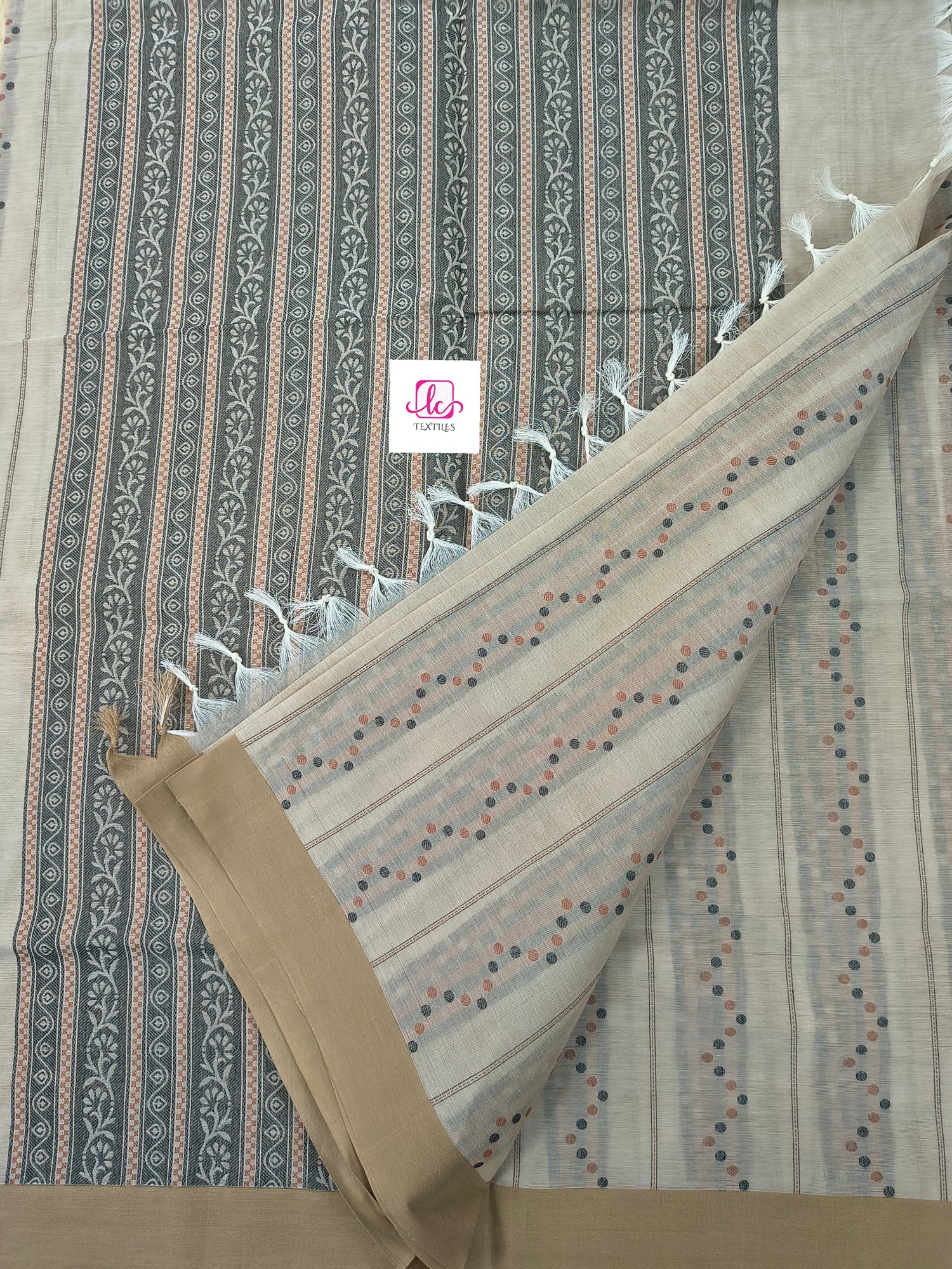 Negamam Cotton Saree mushroom beige
