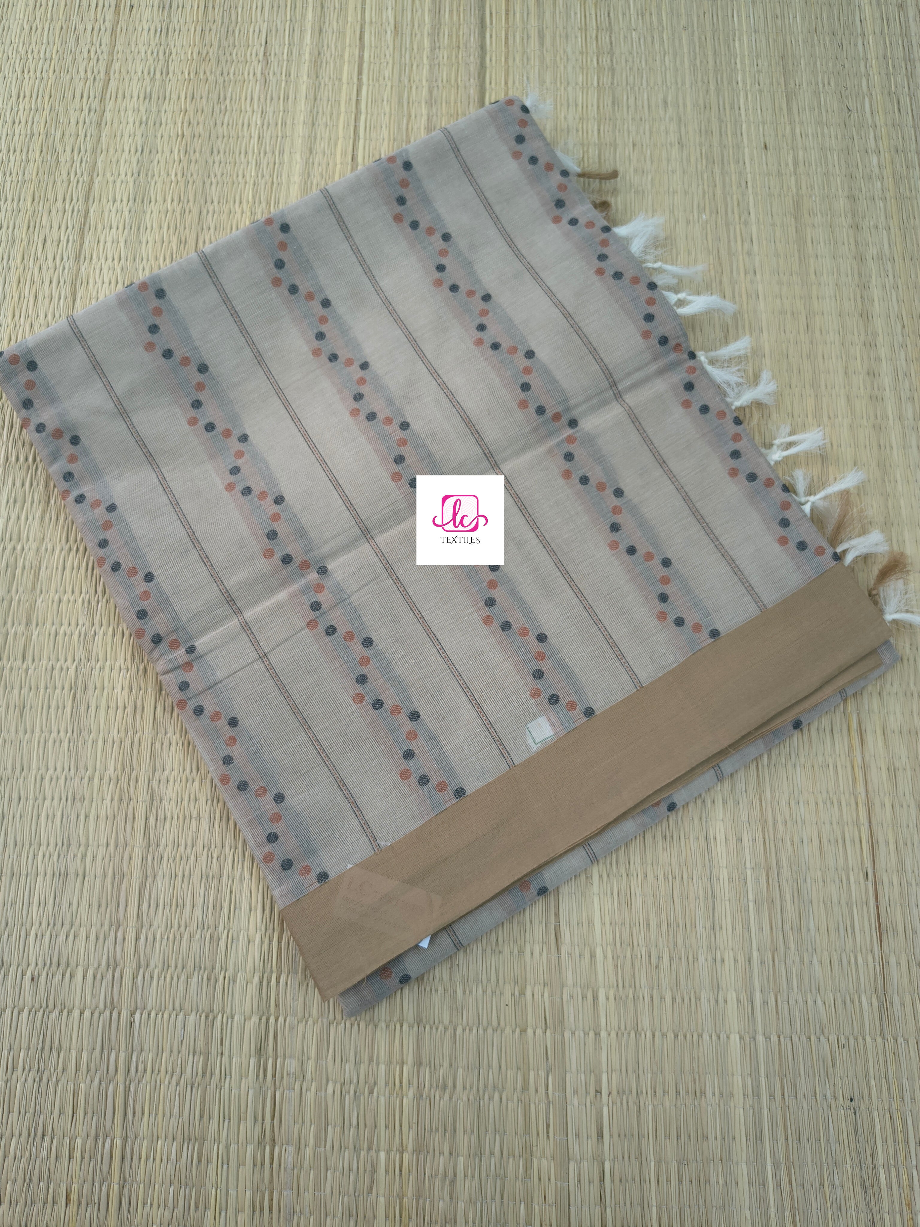 Negamam Cotton Saree mushroom beige