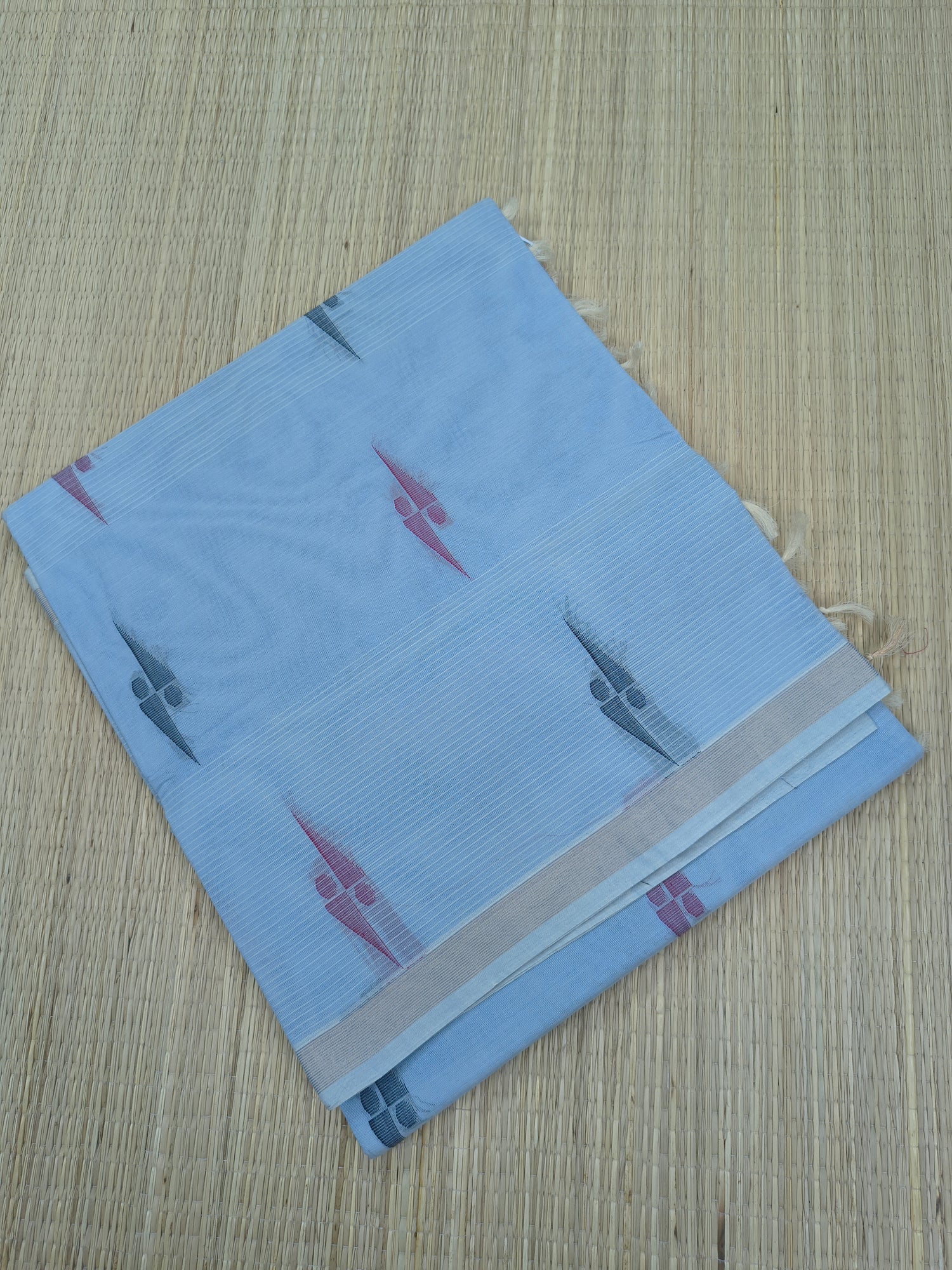 Negamam Cotton Saree ocean blue grey