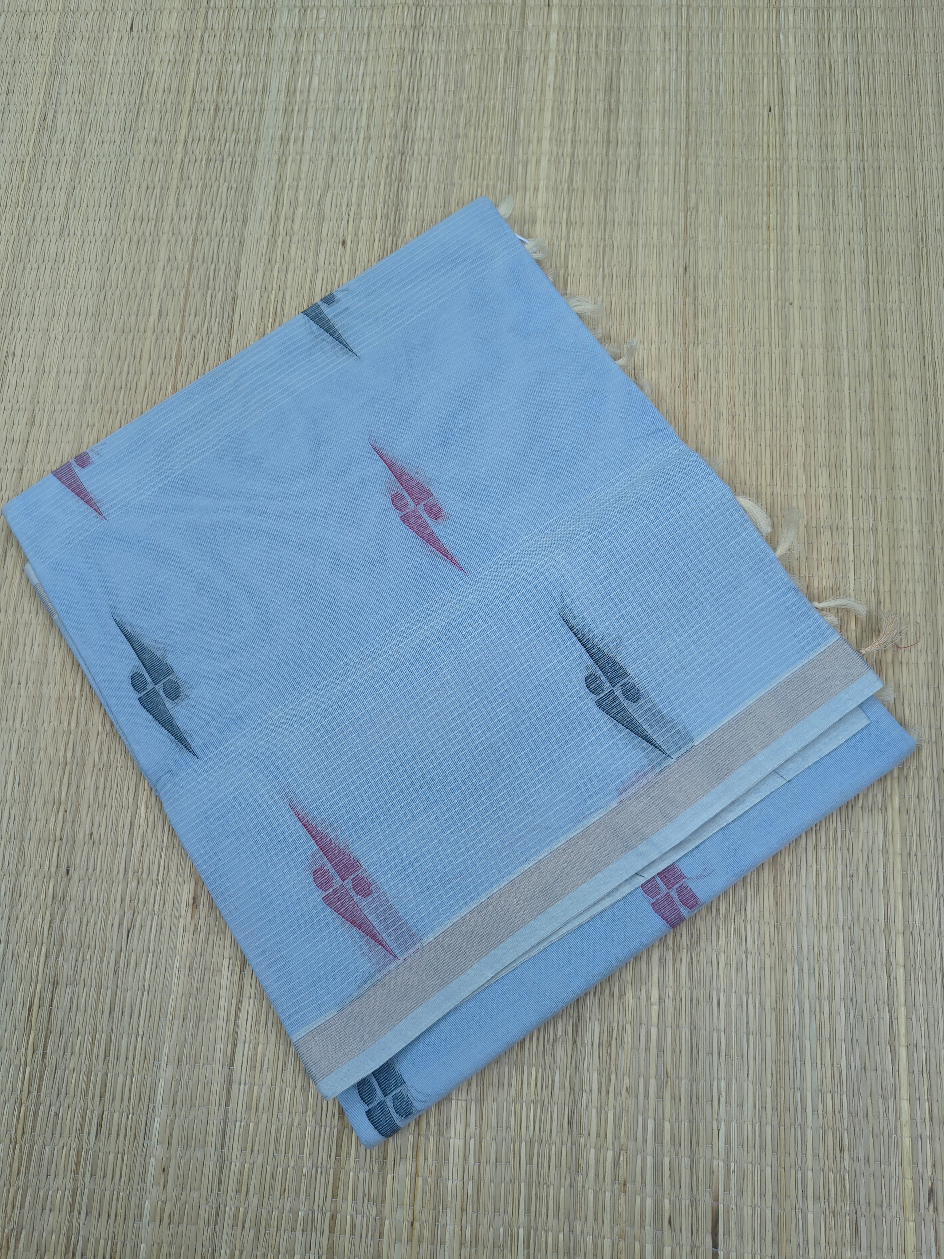 Negamam Cotton Saree ocean blue grey