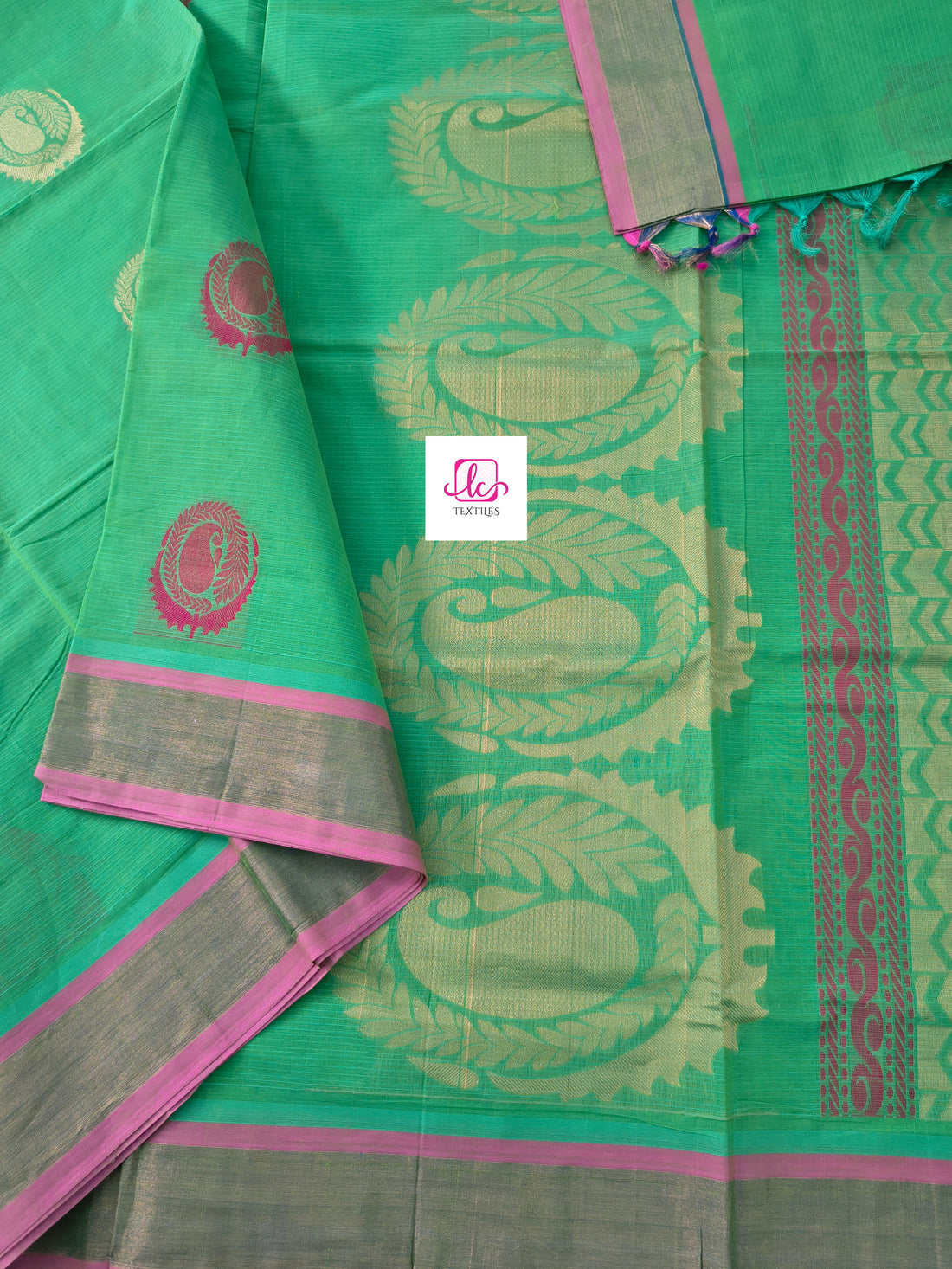 Negamam Cotton Saree parrot green