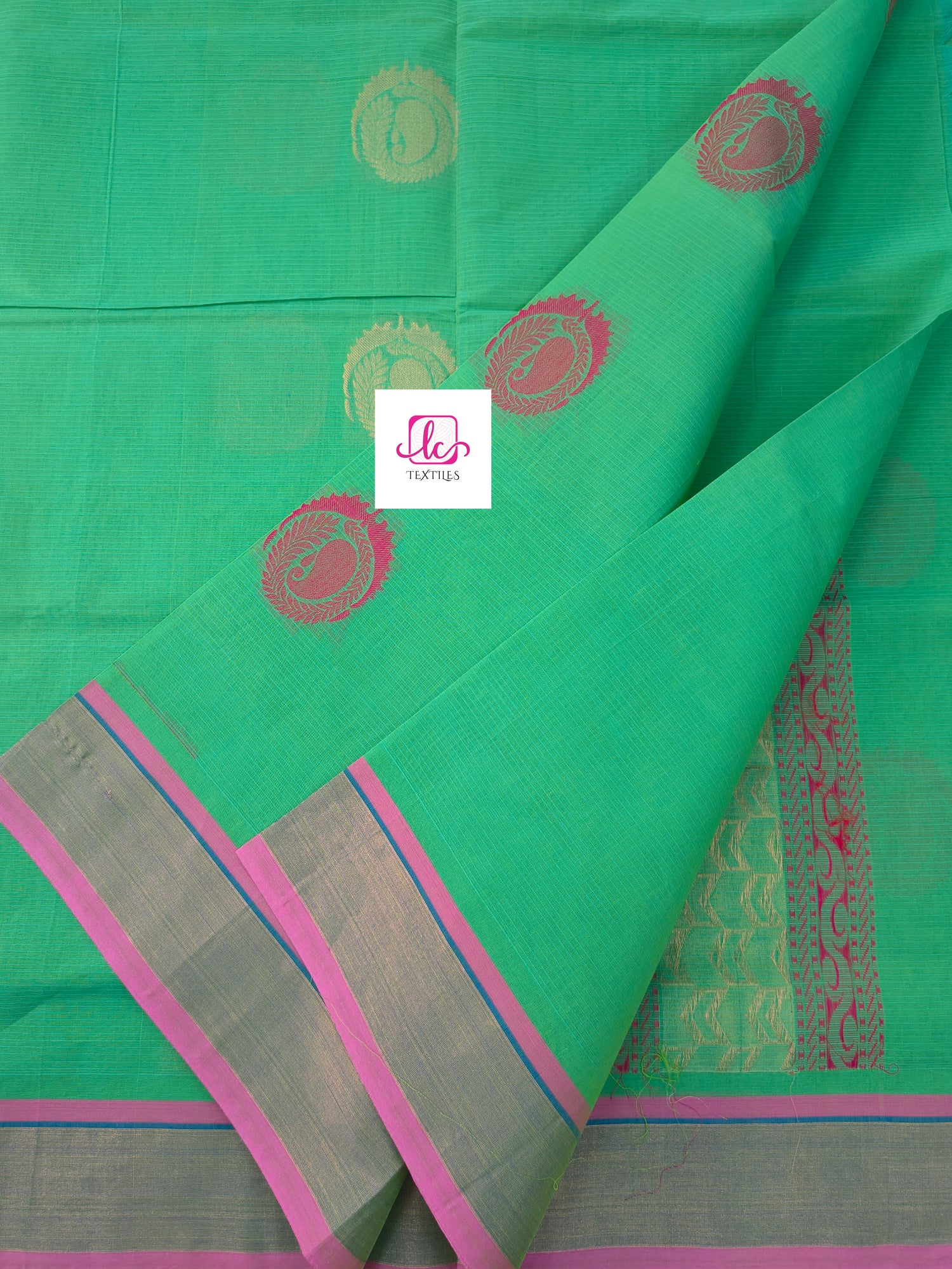 Negamam Cotton Saree parrot green