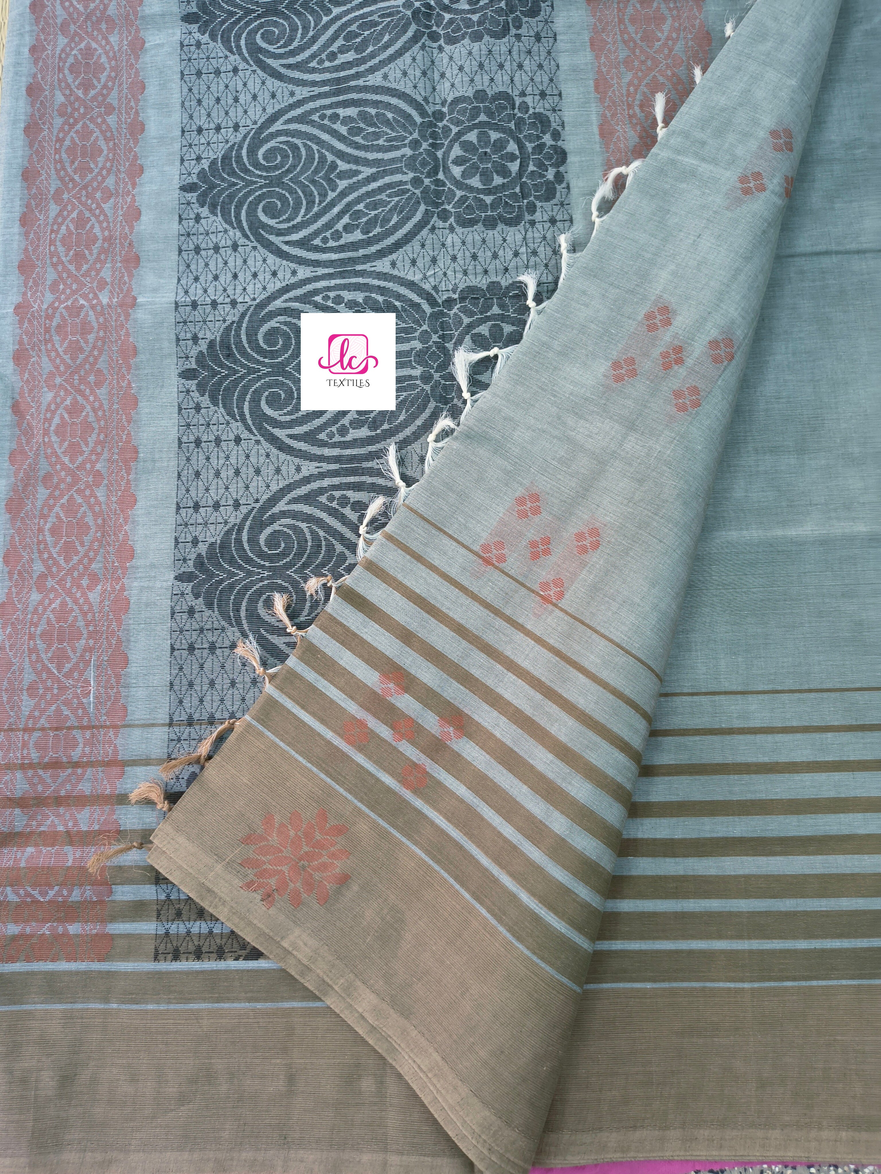 Negamam Cotton Saree Green mixed grey