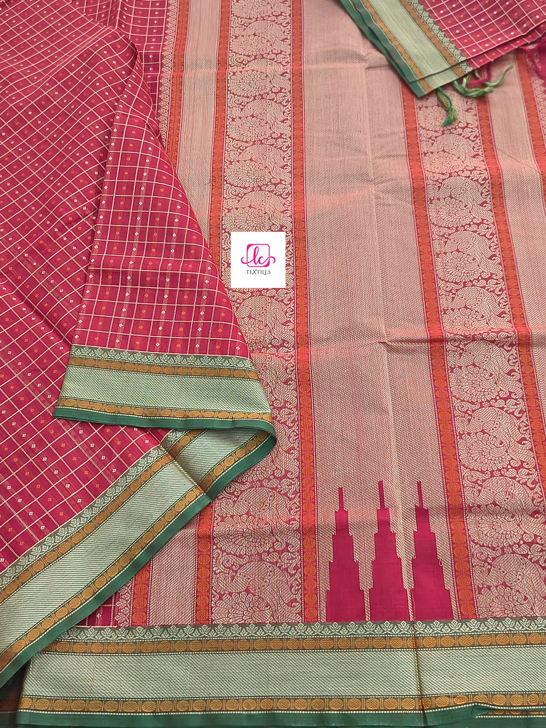Shubhavastram Heritage Handwoven Cotton Lakshadeepam Red