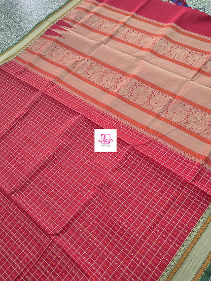 Shubhavastram Heritage Handwoven Cotton Lakshadeepam Red 