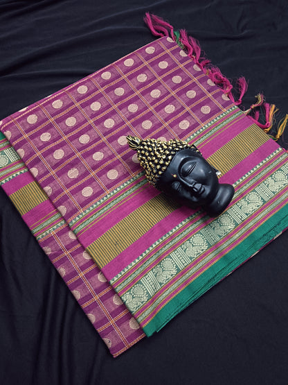 Shubhavastram Heritage Handwoven cotton 1000 butta Purple 