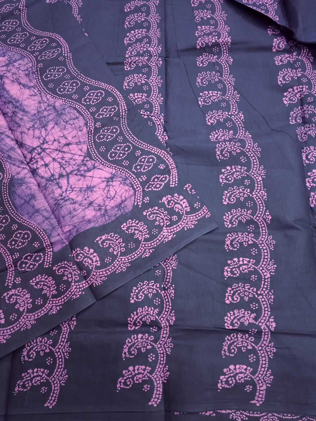Madurai Sungudi Cotton -Rose with purple- MS29