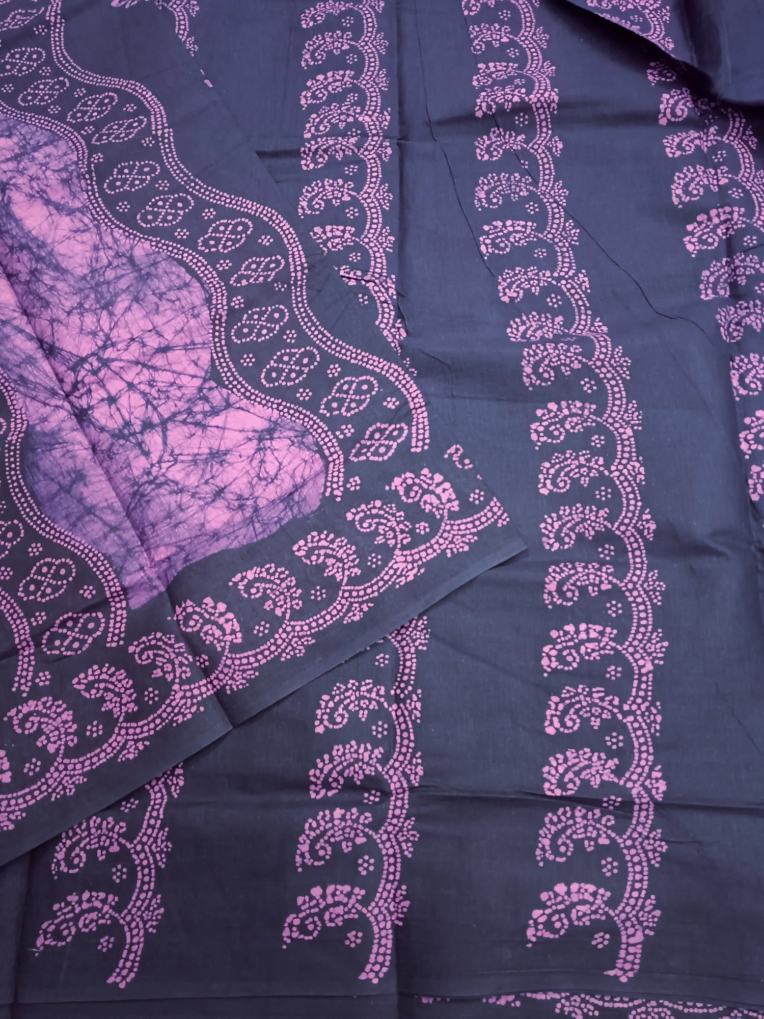 Madurai Sungudi Cotton -Rose with purple- MS29
